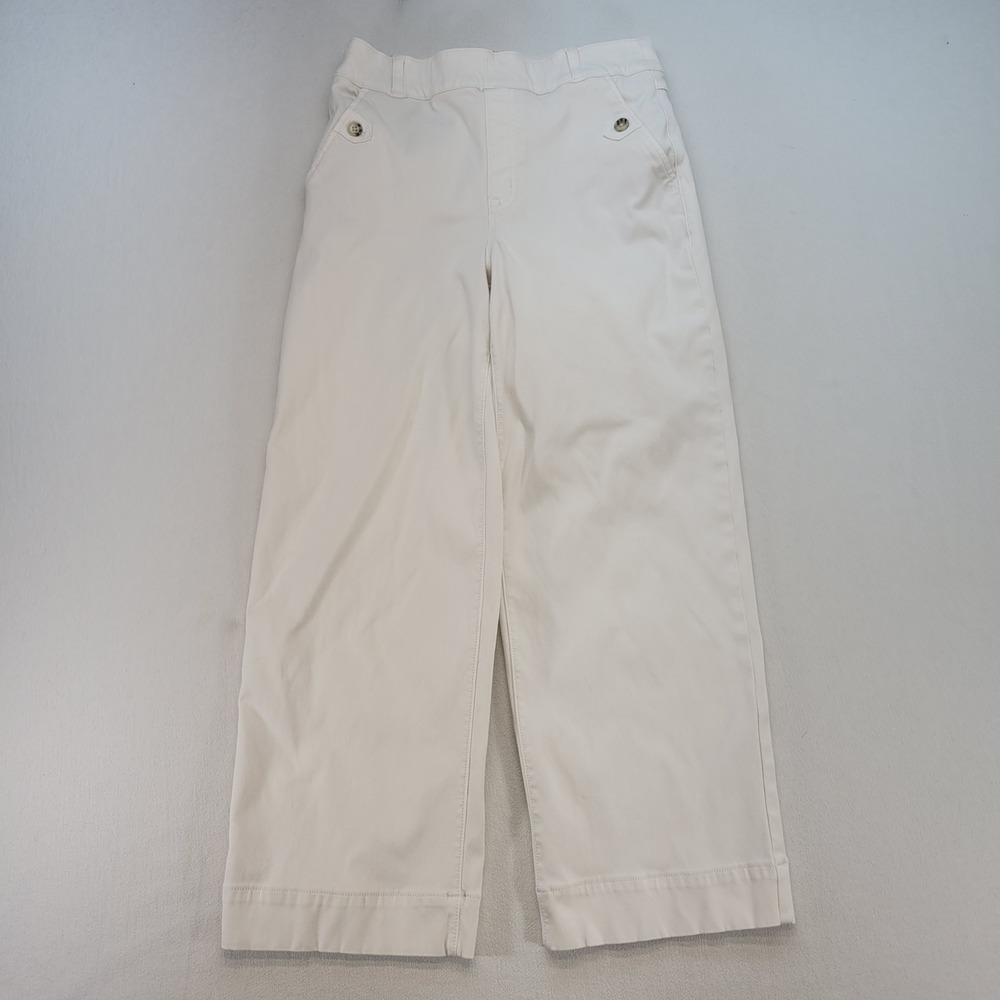 Spanx Cropped Wide Leg Pants Women M White Stretch Twill 20312R Shaping Trousers